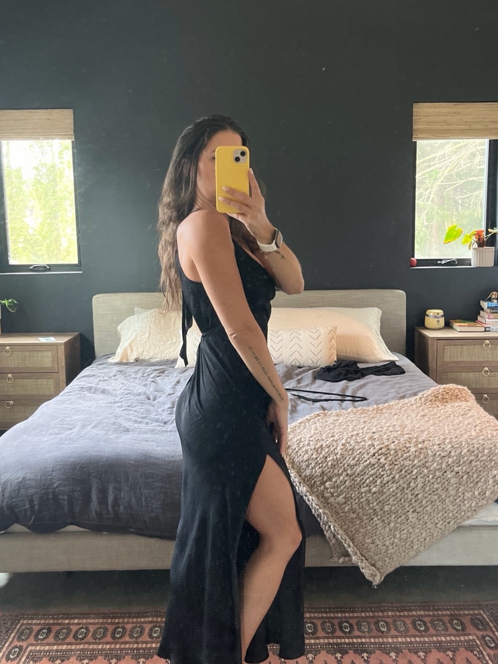 Free People Black Maxi Dress with Side Slit